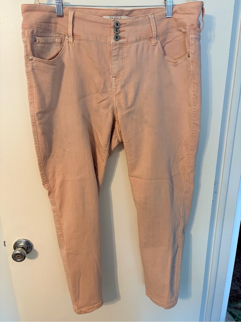 Torrid Pink Jeggings Jeans 18R Three Button Skinny Stretch Denim
